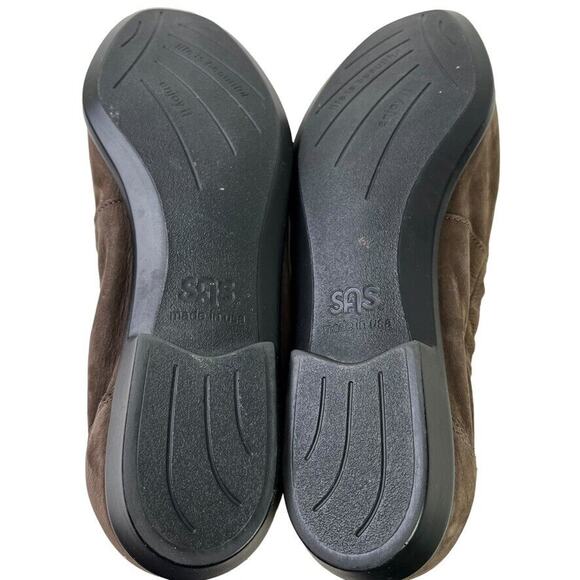 Sas Hope USA Made Brown Nubuck Leather Square Toe Flats Slip On Loafers 9.5 N - Picture 15 of 16